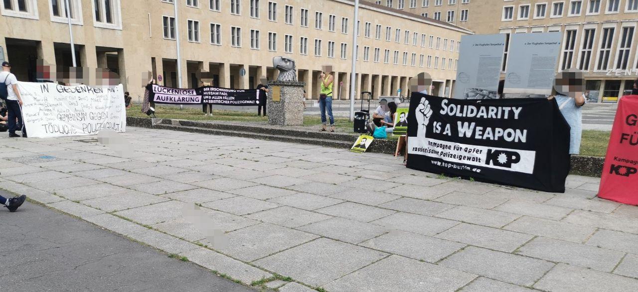 GERECHTIGKEIT FÜR HUSSAM FADL. Kurzbericht zur Kundgebung 04.07.2020 am Platz der Luftbrücke